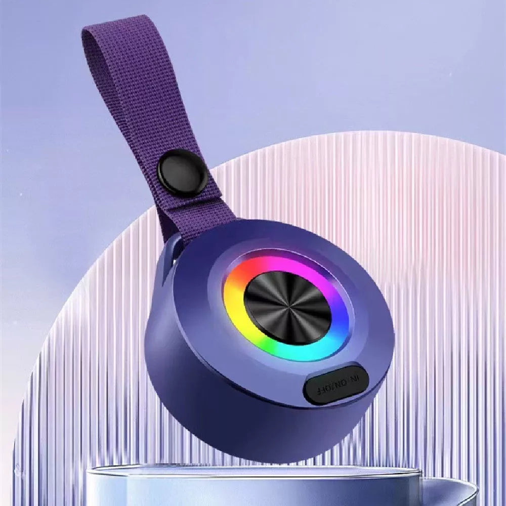 Portable Bluetooth speaker with colored lights and waterproof design