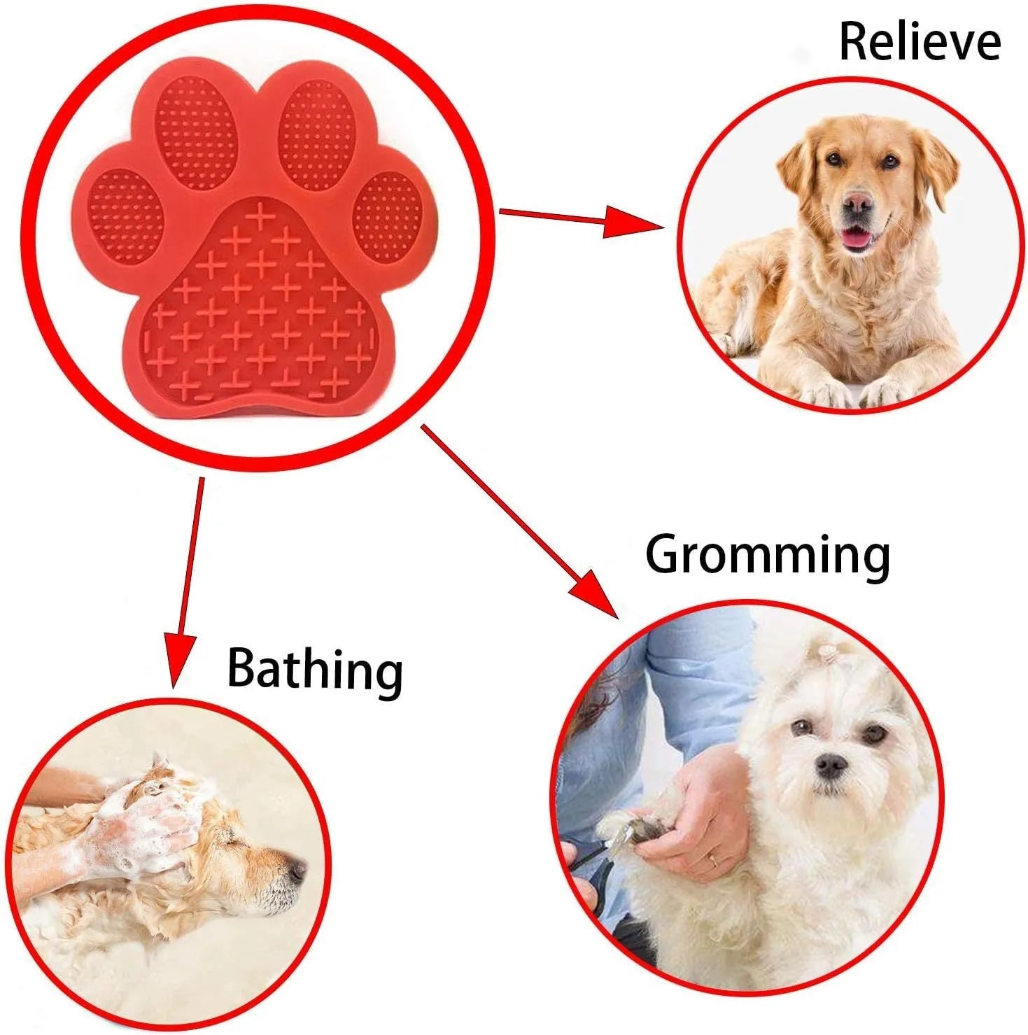 Blue bone-shaped dog licking mat with suction cups on a smooth surface, measuring 18x18cm