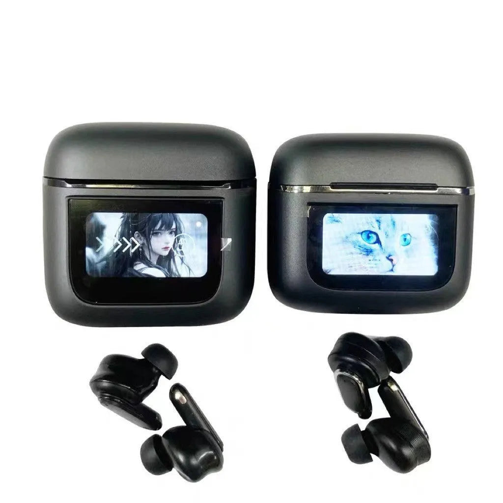 Touch screen active noise reduction Bluetooth in-ear headset in black colour