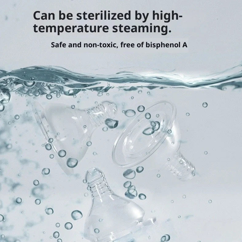 Transparent newborn feeding bottle with wide mouth and cross-hole silicone nipple for infants 0-3 months