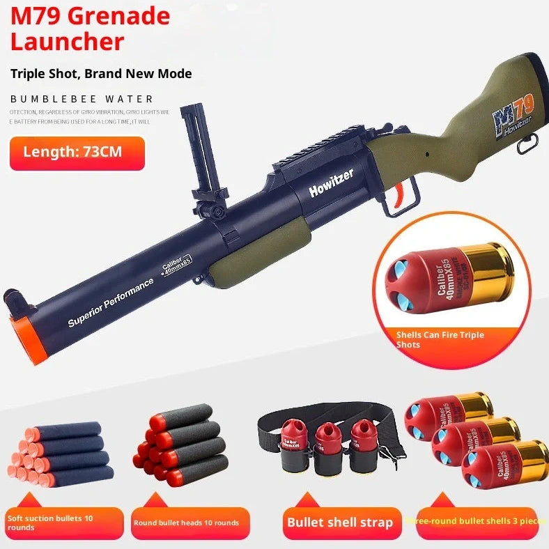 Three-piece golden ring howitzer children's toy soft bullet gun with bullets and accessories