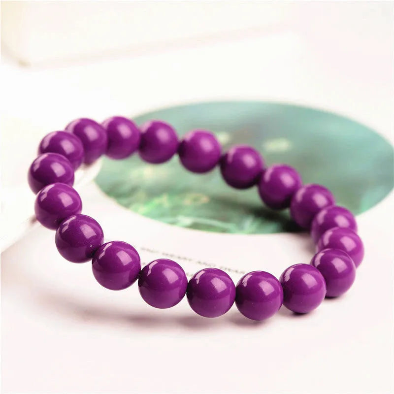 Jiuya purple mica crystal bracelet showing hand-polished finish and adjustable single circle design