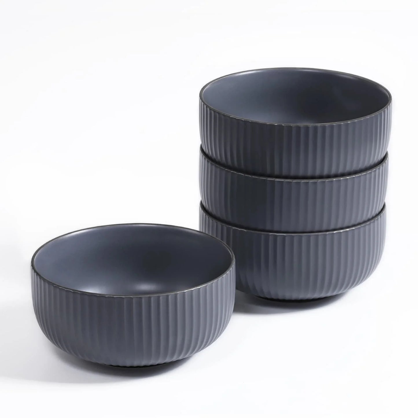 Elegant 4-piece ceramic bowl set, perfect for cereals, salads, and more. Microwave, oven, and dishwasher safe.