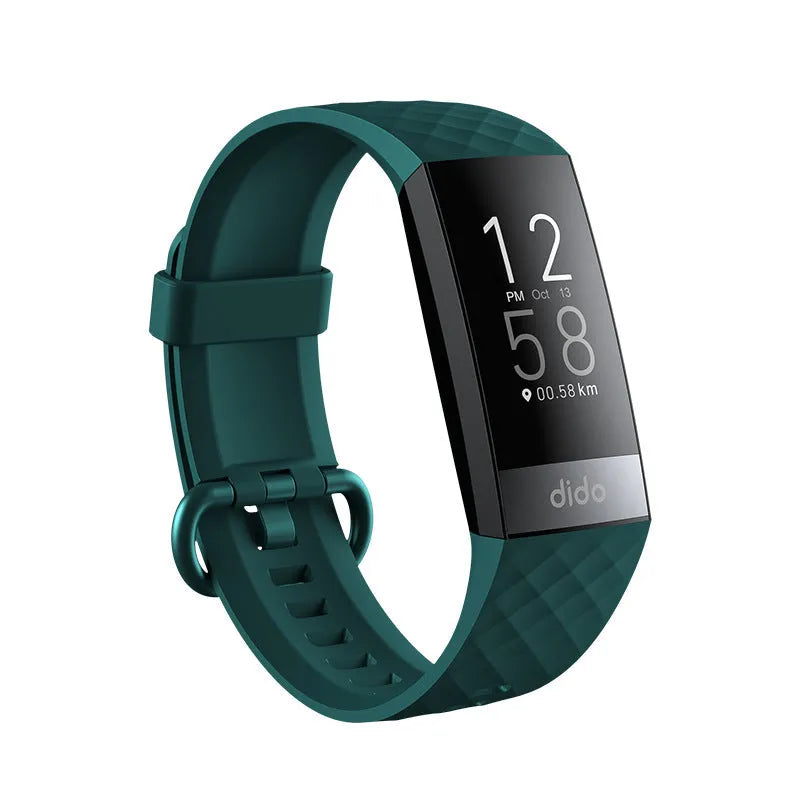 Black smart bracelet with 1.1-inch screen for health monitoring, worn on wrist