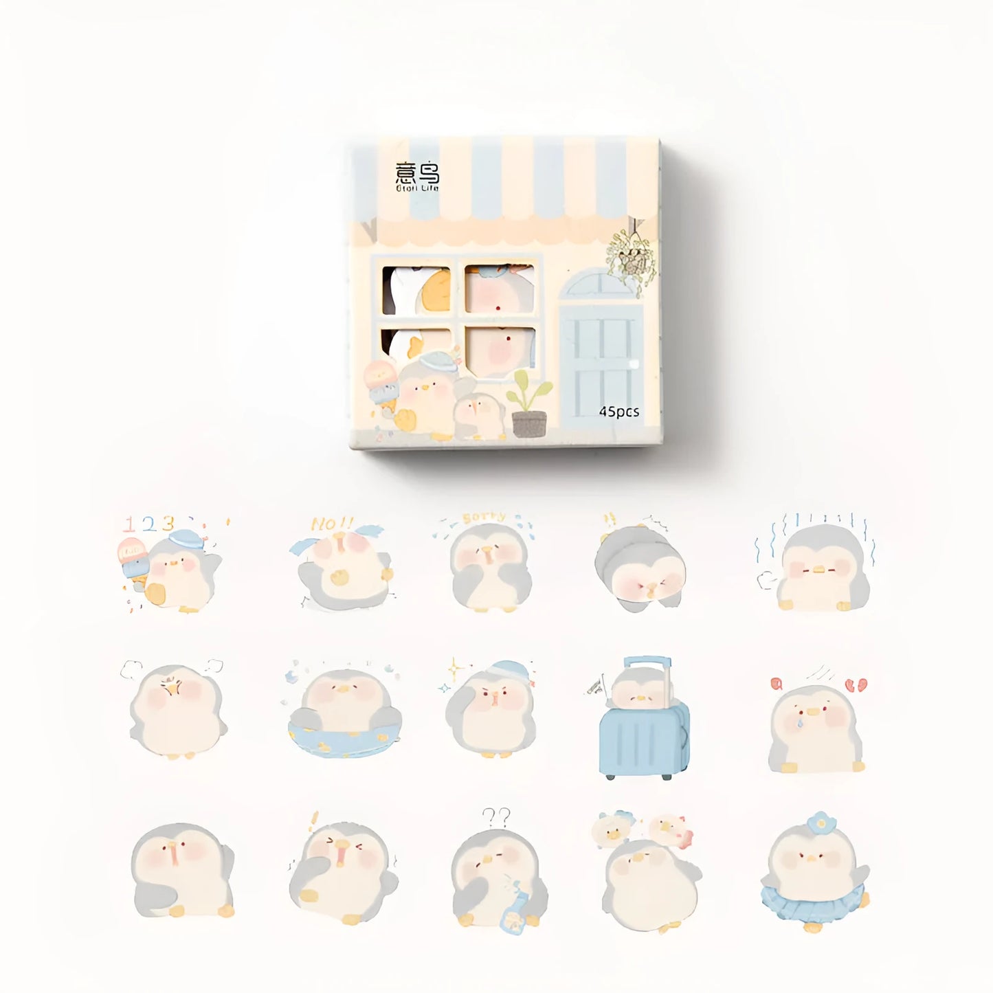 Penguin design paper account stickers showing cute style with 20-50mm width for notebook decoration
