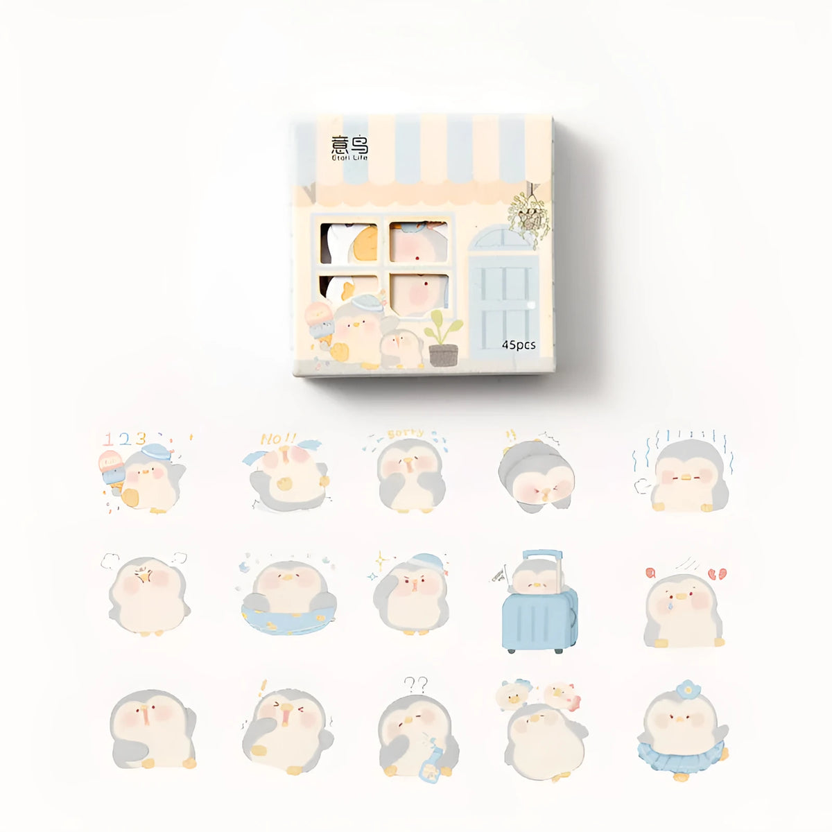 Penguin design paper account stickers showing cute style with 20-50mm width for notebook decoration