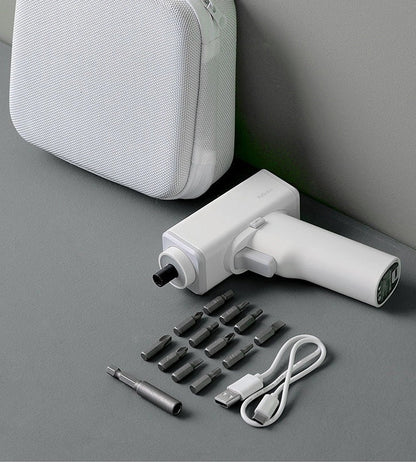 Compact electric screwdriver with LED lighting for home projects