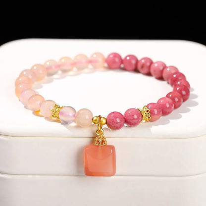 Green natural crystal jade bracelet with Chinese design for women, handmade fresh style