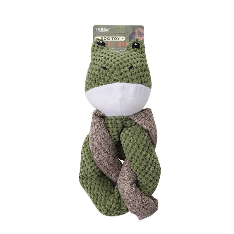 No stuffing crinkle dog toys showing rabbit and sloth plush designs for interactive canine play