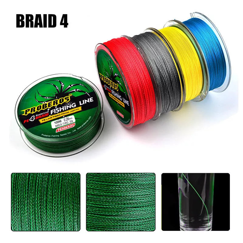 4 Braided 100m Vigorous Horsefish Fishing Line - High-Strength PE Braided Line for Anglers
