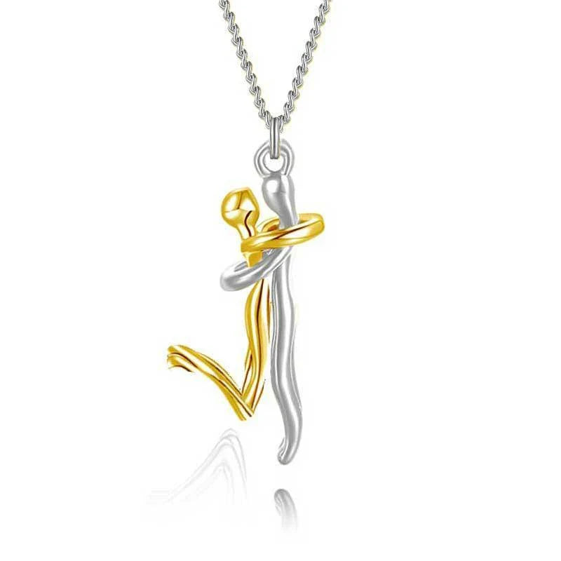 Elegant 18K gold or rose gold plated couples love necklace with intricate doll-inspired design and delicate chain