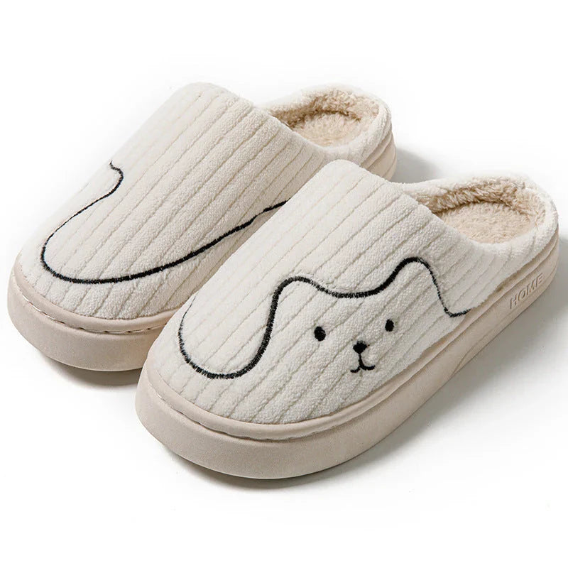 Cozy cat-themed indoor slippers with plush upper, rubber non-slip sole, and vibrant color options