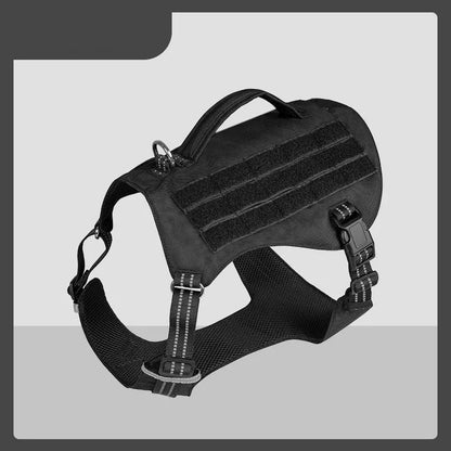 Waterproof nylon dog chest strap harness in black or army green, sizes L M XL, solid colour walking harness