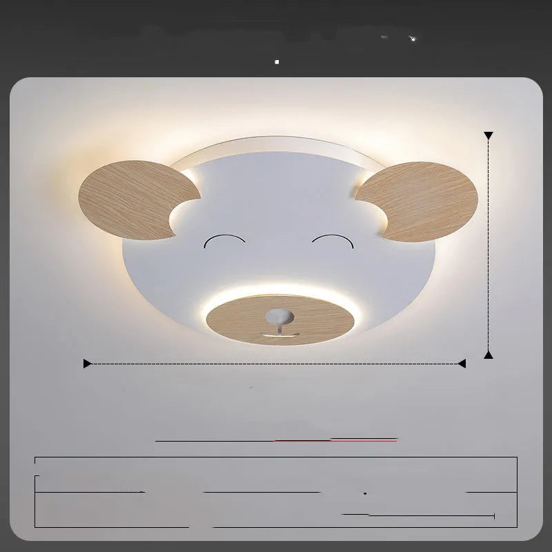 Cartoon bear shaped ceiling lamp with wrought iron frame for a princess themed room.