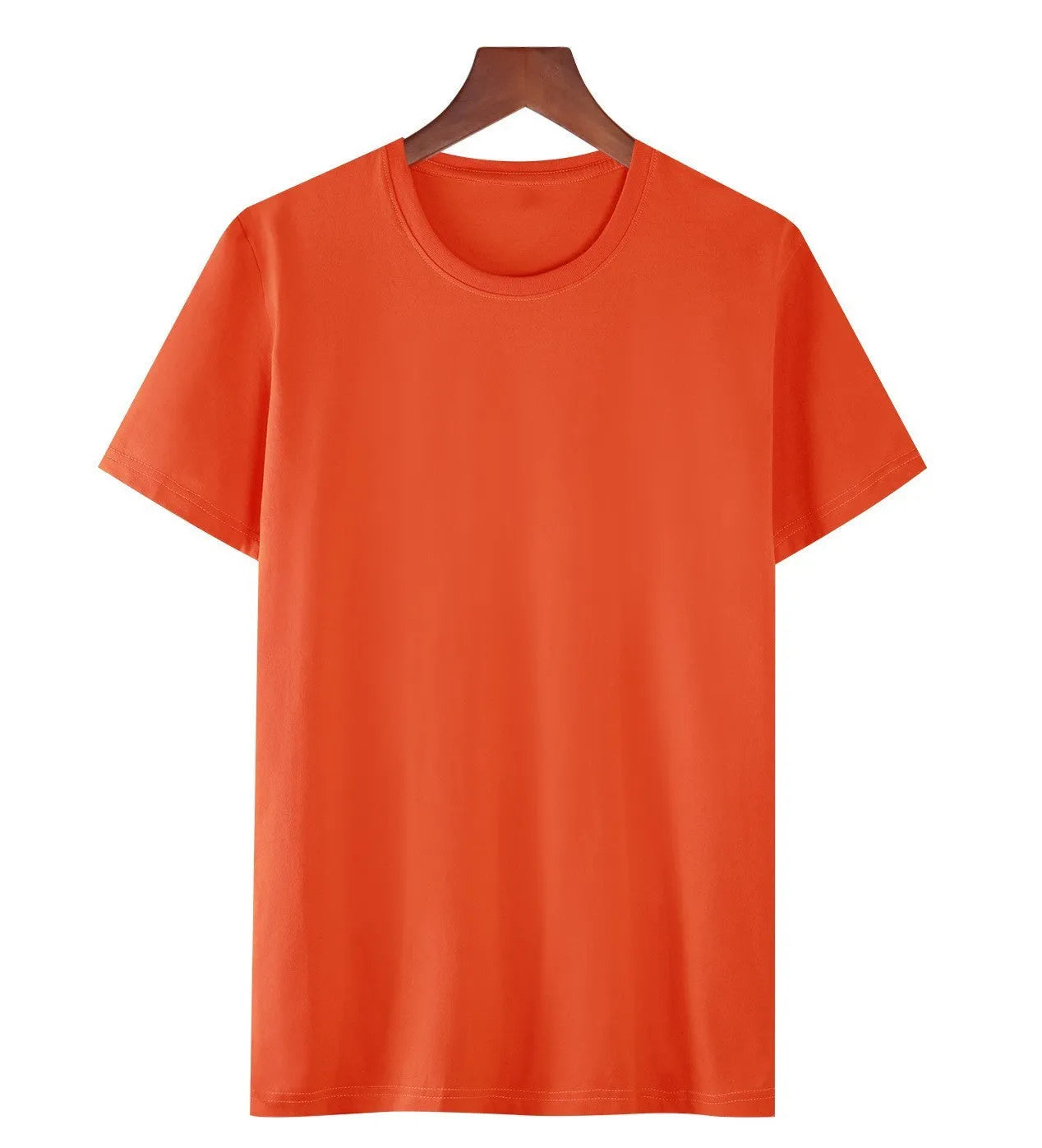 Men's loose fit black cotton short sleeve T-shirt with a printed design, shown on a hanger.
