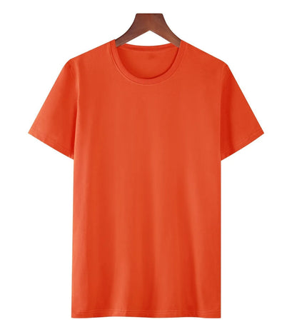 Men's loose fit black cotton short sleeve T-shirt with a printed design, shown on a hanger.
