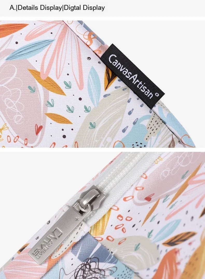 White waterproof 14-inch laptop sleeve with PU leather exterior showing clean design
