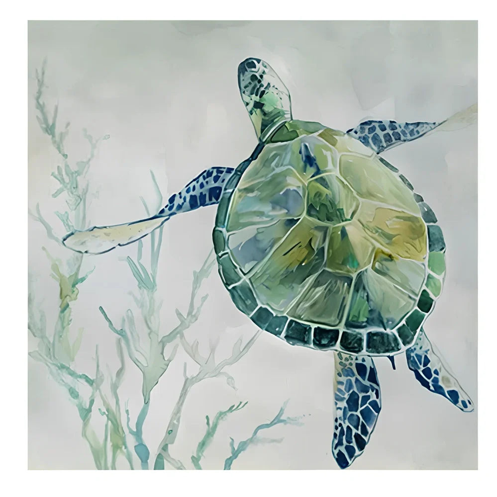 Turtle canvas wall art poster showing square format with turtle imagery, available in multiple sizes