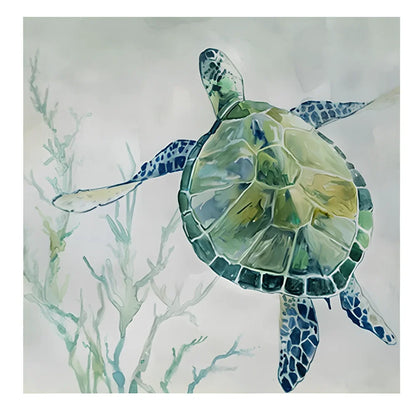 Turtle canvas wall art poster showing square format with turtle imagery, available in multiple sizes