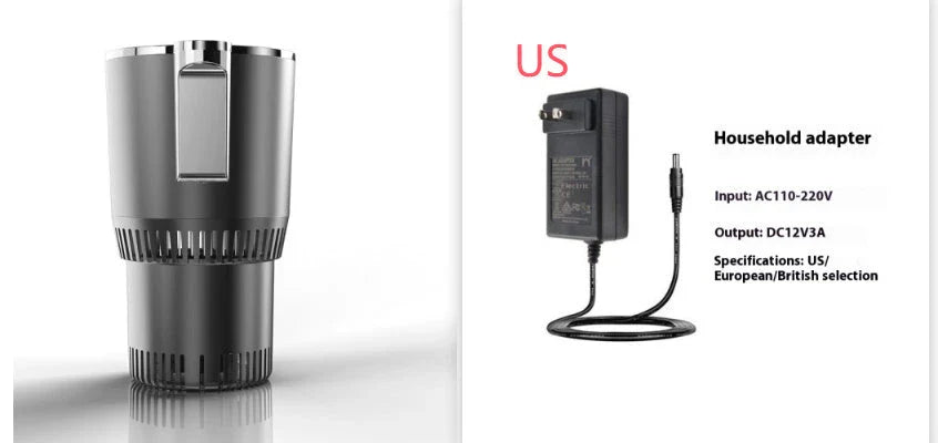 Smart 2-in-1 car beverage warmer and cooler with digital temperature display, versatile design to keep drinks at the perfect temperature