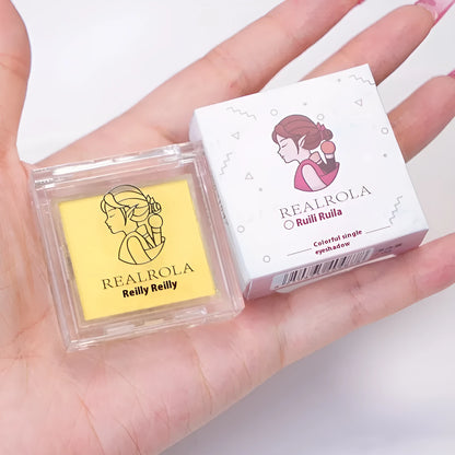 Bright yellow matte eyeshadow single pan with 2g net content for monochrome makeup application