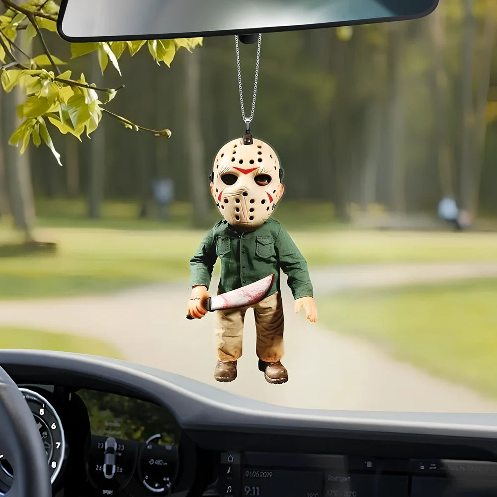 Halloween keychain ornaments showing 12 character designs including white masks and pumpkin holders