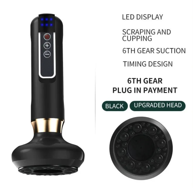 Green electric vacuum cupping massager device with USB charging cable