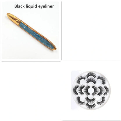 Multifunctional Self-Adhesive Eyeliner & Lashes Set with Black, Coffee, and Transparent Eyeliner Options and Full Diamond, Pearl, and Silver Lash Finishes
