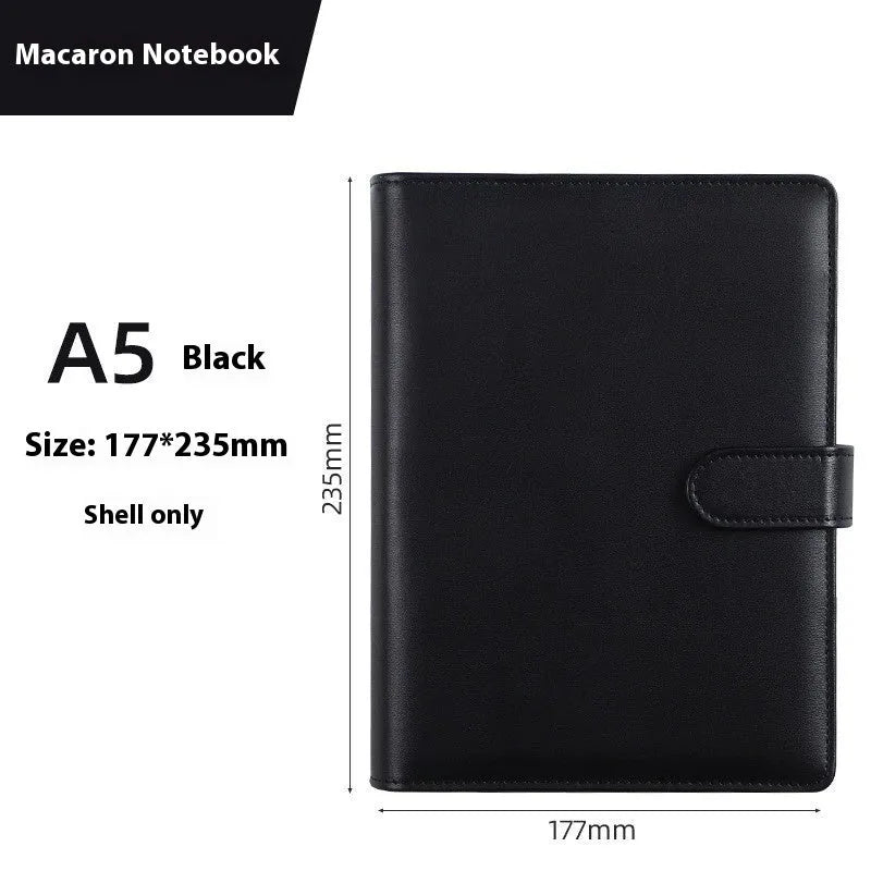 Solid colour A5 PU leather notebook shell with zipper closure in various colour options