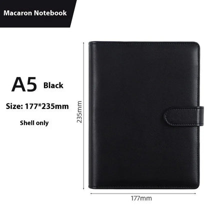 Solid colour A5 PU leather notebook shell with zipper closure in various colour options