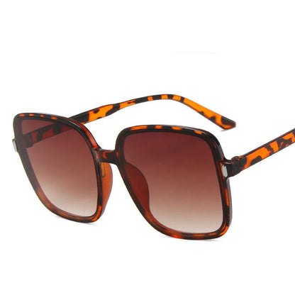 Big square rice nail sunglasses with PC frame and AC lenses, shown in multiple colour options including leopard print and blue.