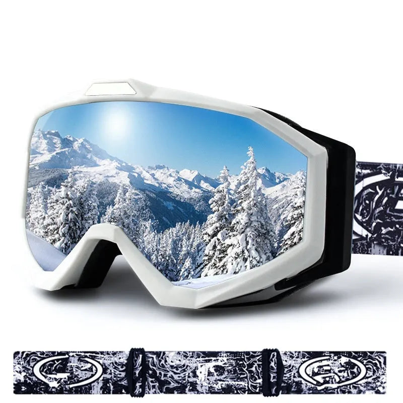 Motorcycle goggles with double-layer anti-fog lens and flexible TPU frame in multiple colour options.