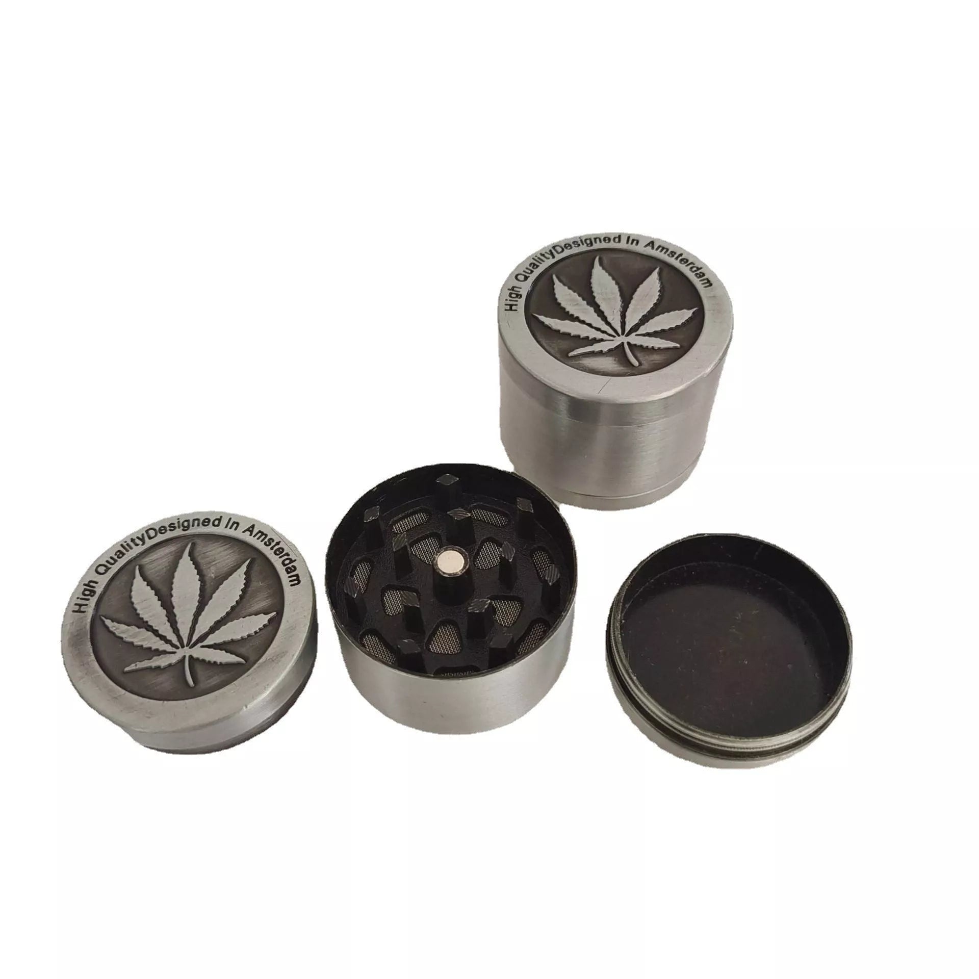 Zinc Alloy Maple Leaf 40mm Smoke Grinder in Natural Bronze