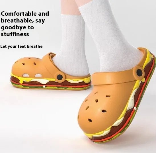 Women's thick-soled EVA sandals with 3-4cm platform soles in hollow-out design, available in multiple colours including Angus, Waterfall Cheese, and Wheat Flavor Fish, in EU sizes 35-44 or centimetre lengths 17-20cm