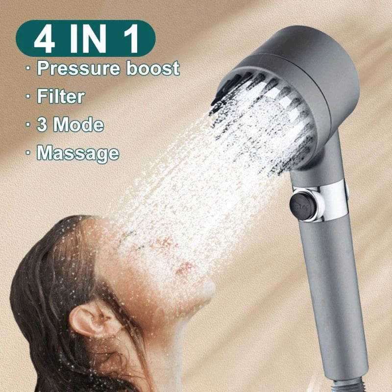 Premium high-pressure rainfall shower head with multiple spray modes and filtration for a refreshing and relaxing bathing experience