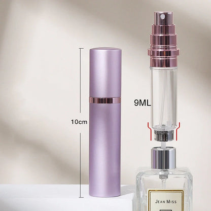 Portable perfume atomizer with compact, travel-friendly design and multiple color options
