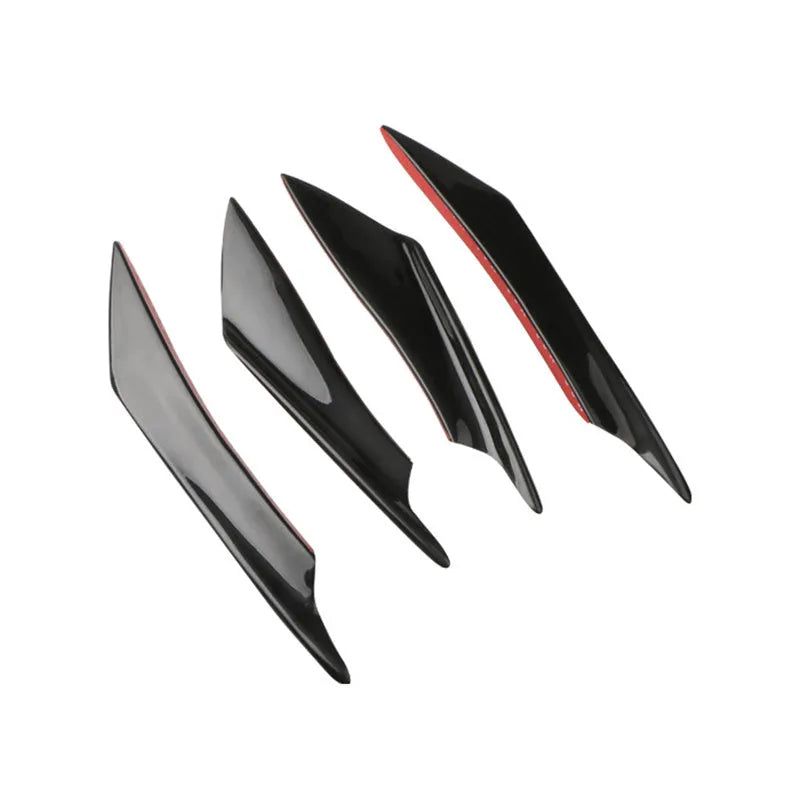 Carbon fibre bumper blade for automotive modification, ABS material spoiler air knife in multiple colour options including bright black, carbon fibre blue, carbon fibre red, carbon fibre pattern, piano red, piano silver, and piano blue.