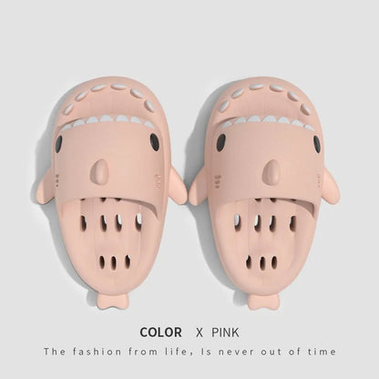 Shark slippers with drain holes, EVA quick-drying shower shoes, unisex open toe slides