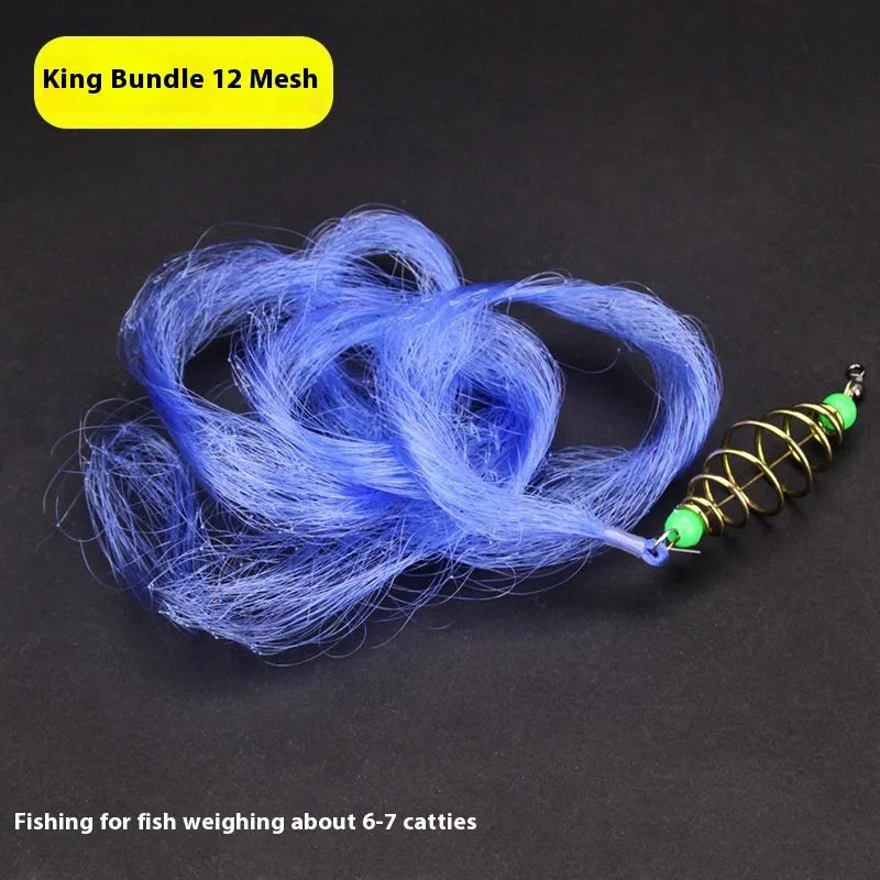 Hand throw fishing cast net with nylon mesh and metal weights, shown in multiple size options.