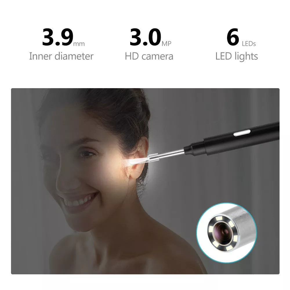 3.9mm Wireless WIFI Visual Otoscope for earwax cleaning with 3-million-pixel camera