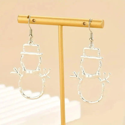 Personalized snowman-themed earrings and pendant set for Christmas, made of durable zinc alloy.