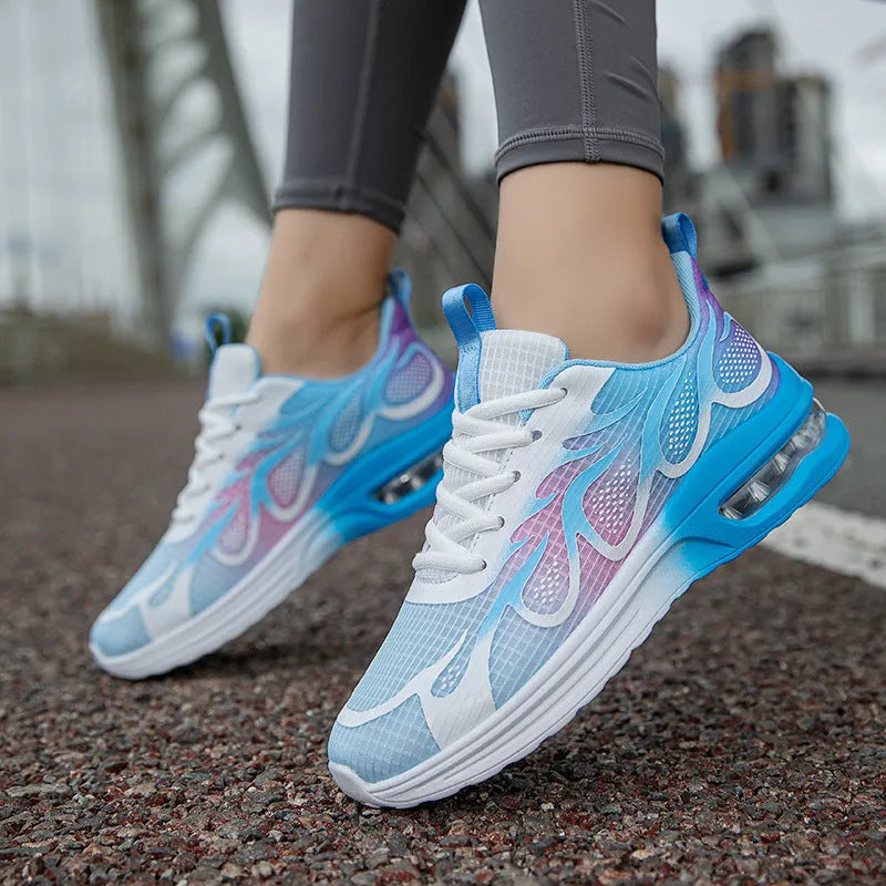 Women's mesh casual sneakers in pink, Plum Red or Moonlight colours with flexible PU soles
