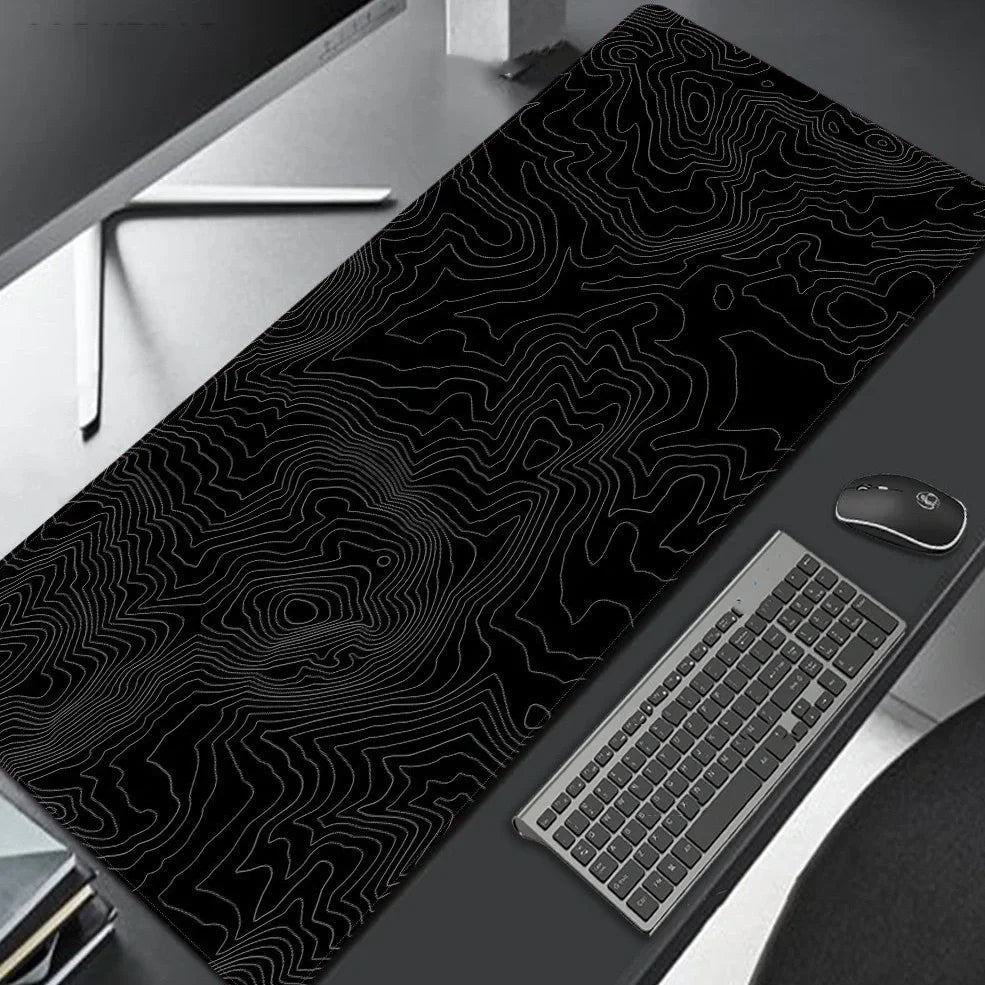 Extended mechanical keyboard mouse pad with heat transfer surface showing dimensions from 300x600mm to 400x900mm