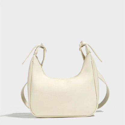 Stylish Women's PU Crescent Crossbody Bag in white and black