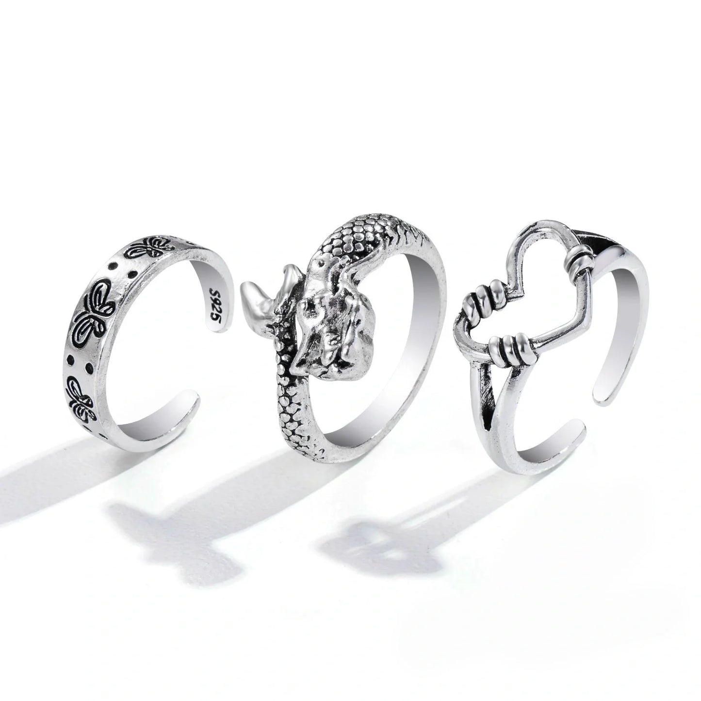 Trendy Adjustable Butterfly Couple Rings Set in gold and silver, perfect for punk style lovers