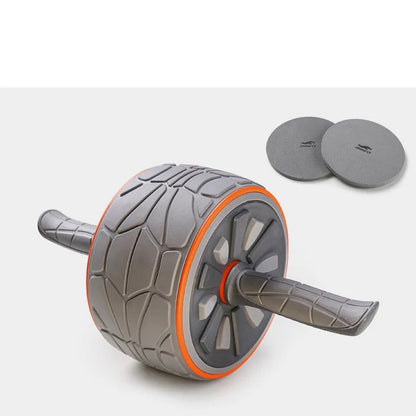Abdominal wheel roller in Shadow Gray, 42.5x18cm, with kneeling mat, for core strength training at home.