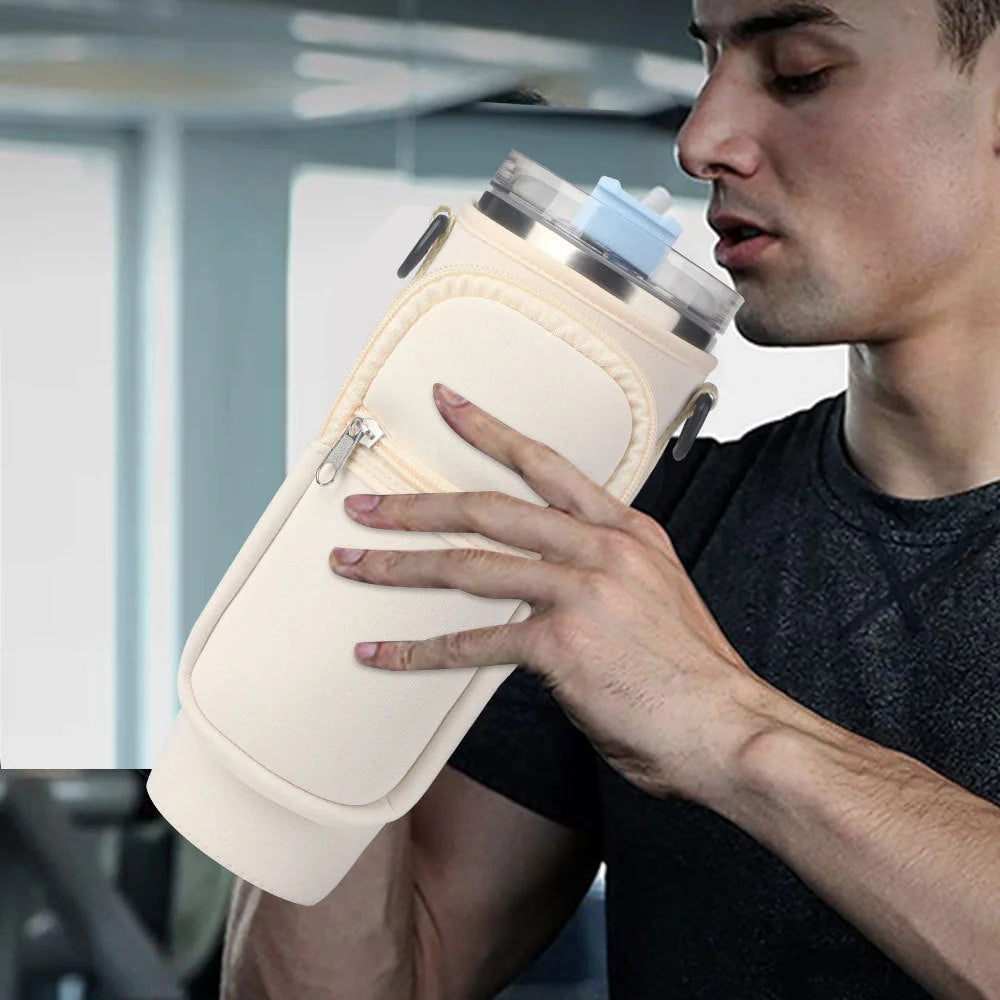 Stylish Neoprene Vacuum Thermal Straw Cup Sleeve for keeping drinks hot or cold, available in various colors and patterns.