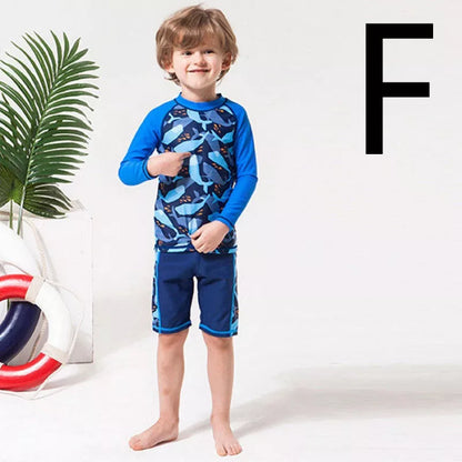 Boys' quick-dry swim trunks with vibrant prints, perfect for pool and beach