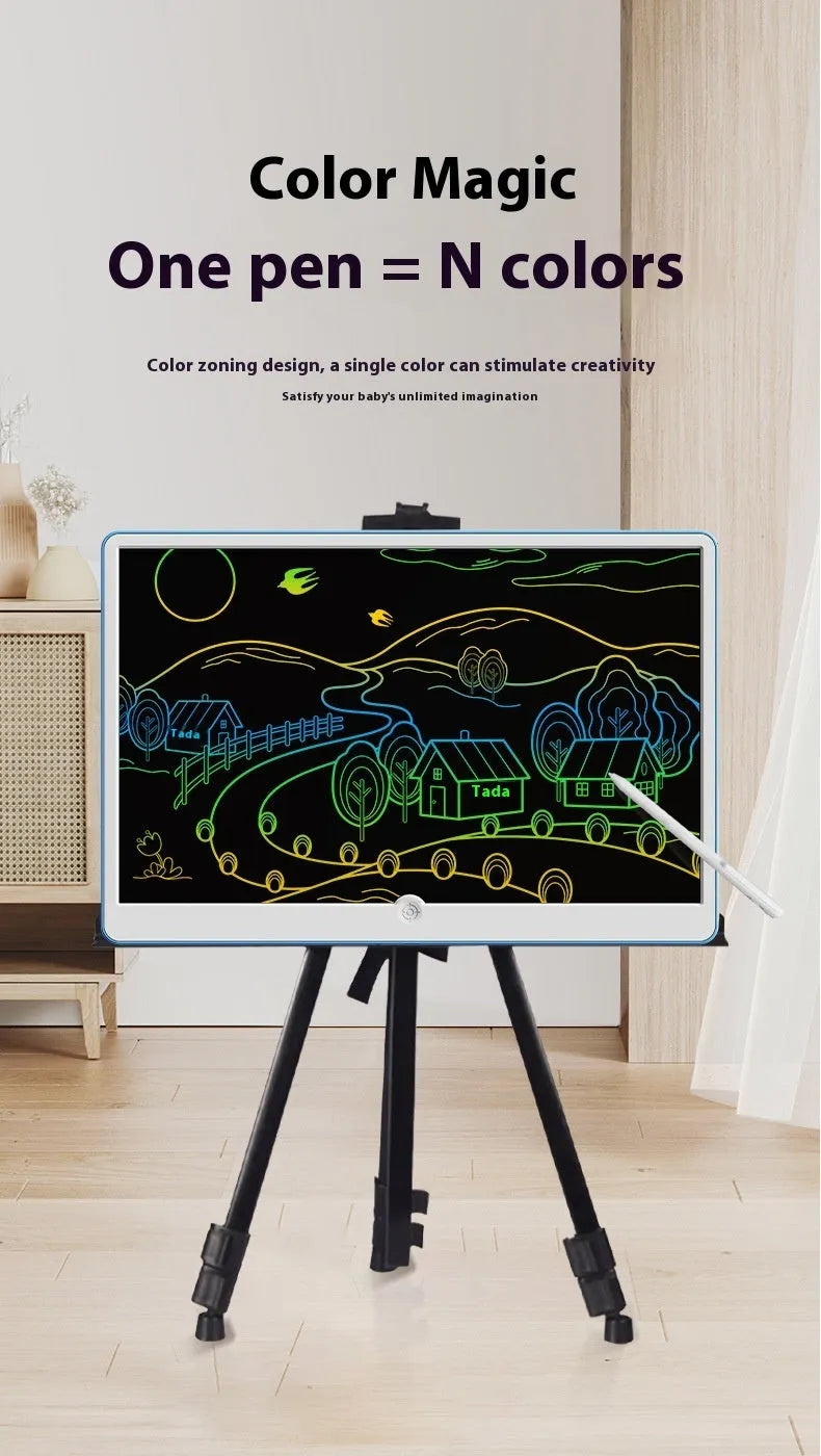 19-inch LCD children's drawing board with rechargeable battery in blue and white colour