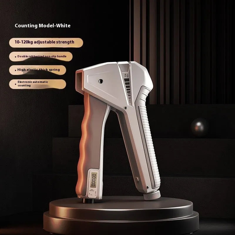 Second generation adjustable hand gripper with mechanical counter showing orange handles and resistance dial.
